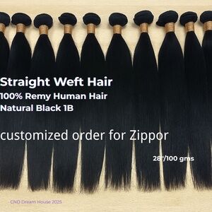 Custom Hair Bundle - 100% Remy Human Hair black straight 28"/26" + curly 24"/22"
